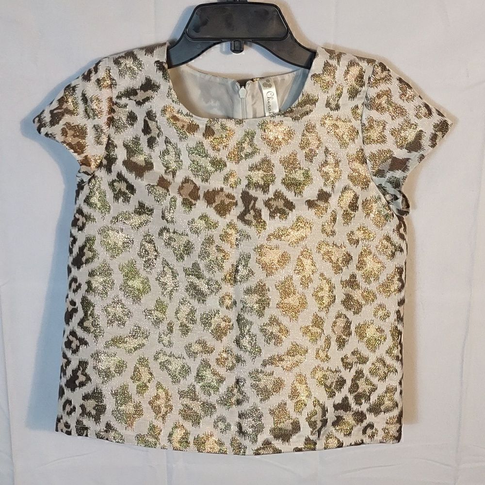 Cherokee Metallic Gold Animal Print Girl's Top